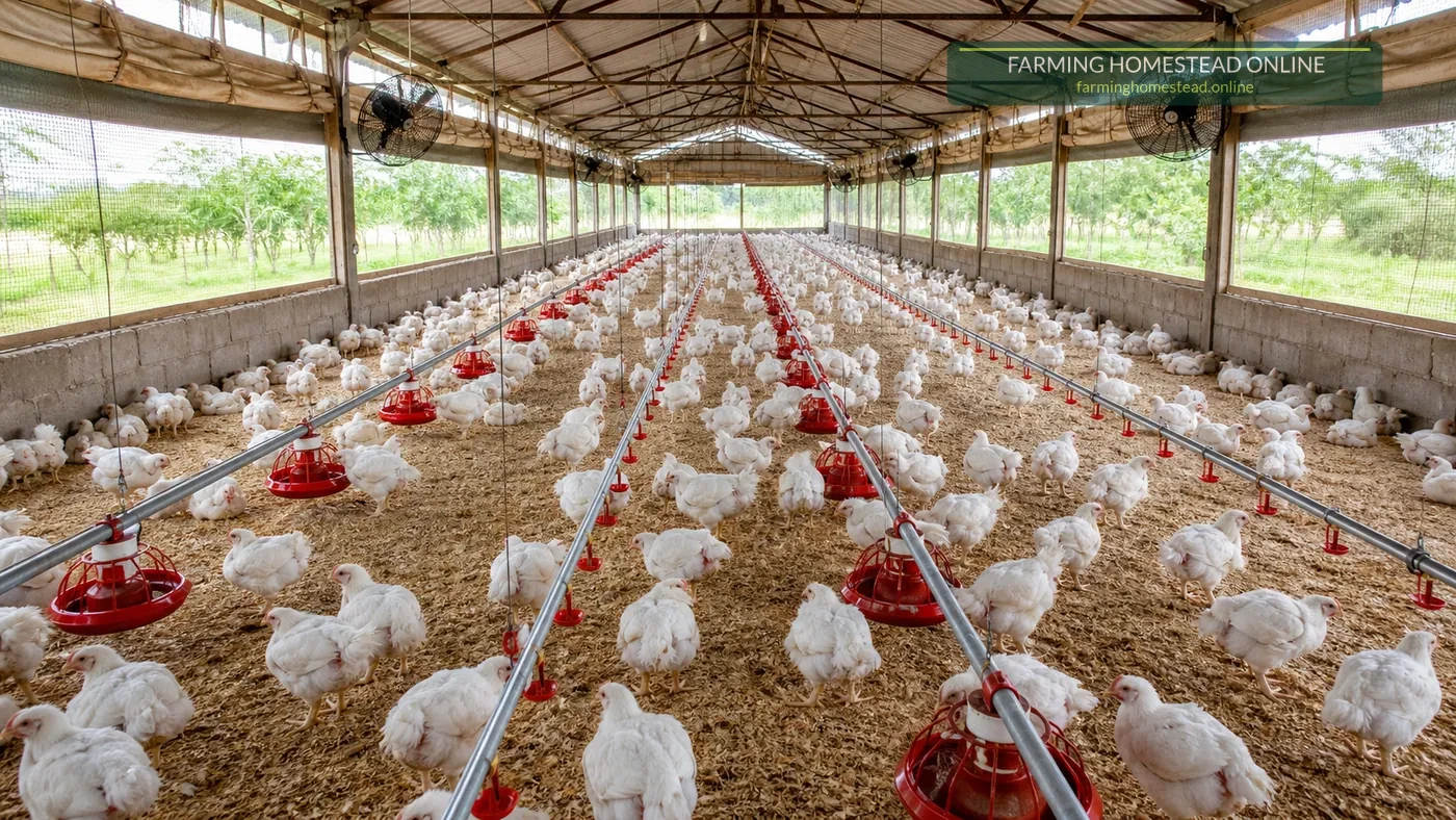 Inside a broiler house prepared for production