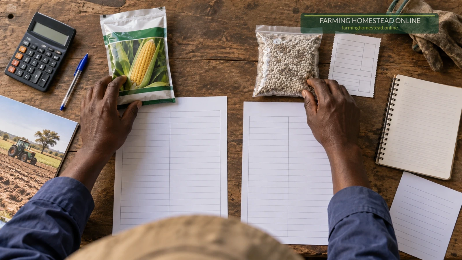 A clear contract table separating supplied inputs from the farmer's own costs