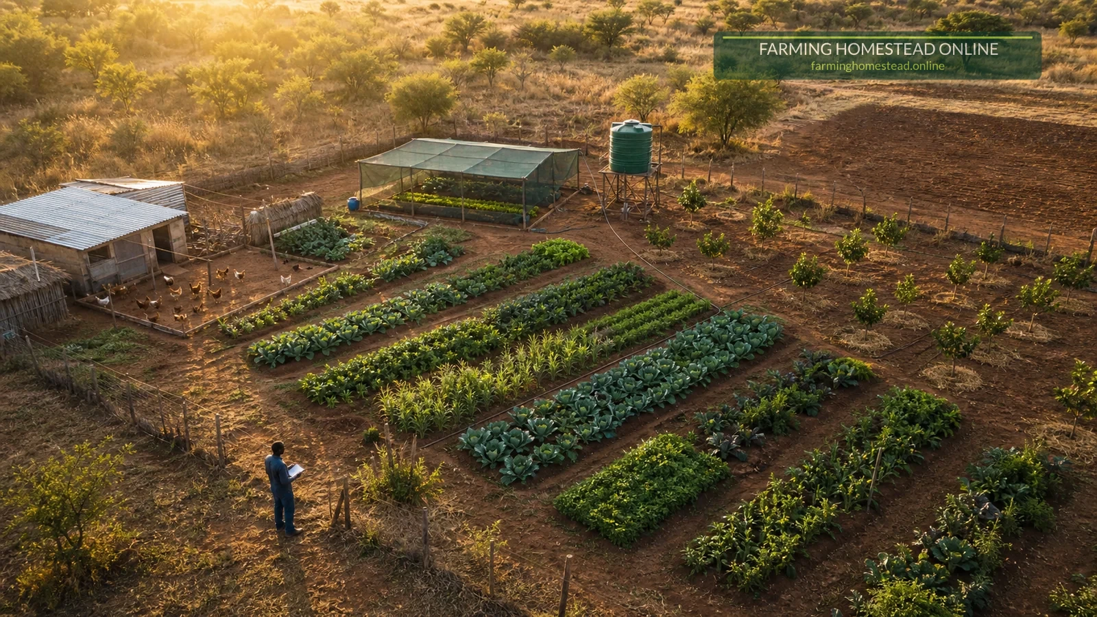 One-hectare Zimbabwean farm divided into vegetables, seedlings, poultry, fruit and water areas