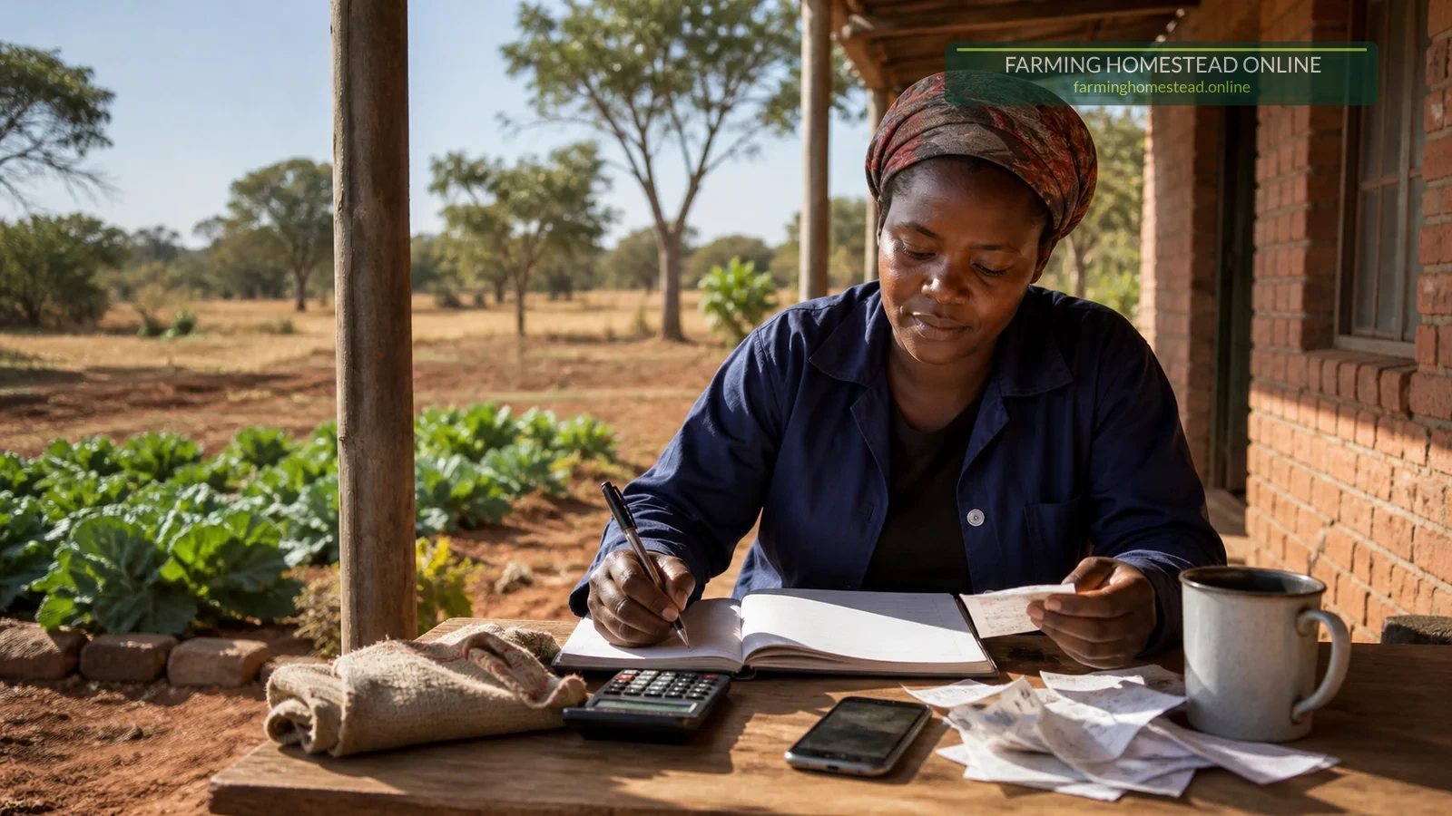 A Zimbabwean woman farmer planning a staged farm budget