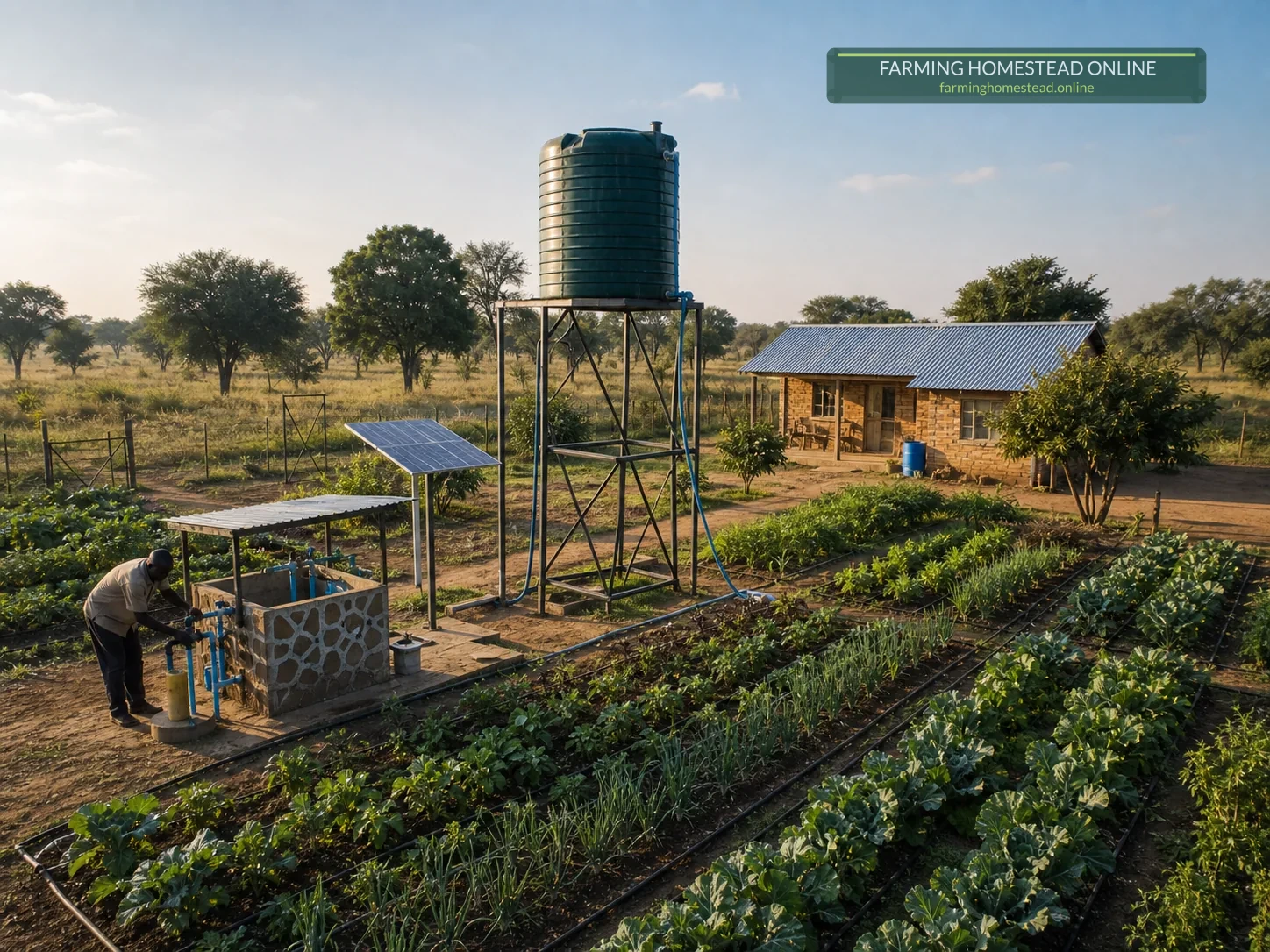 Example water storage, pump and starter garden