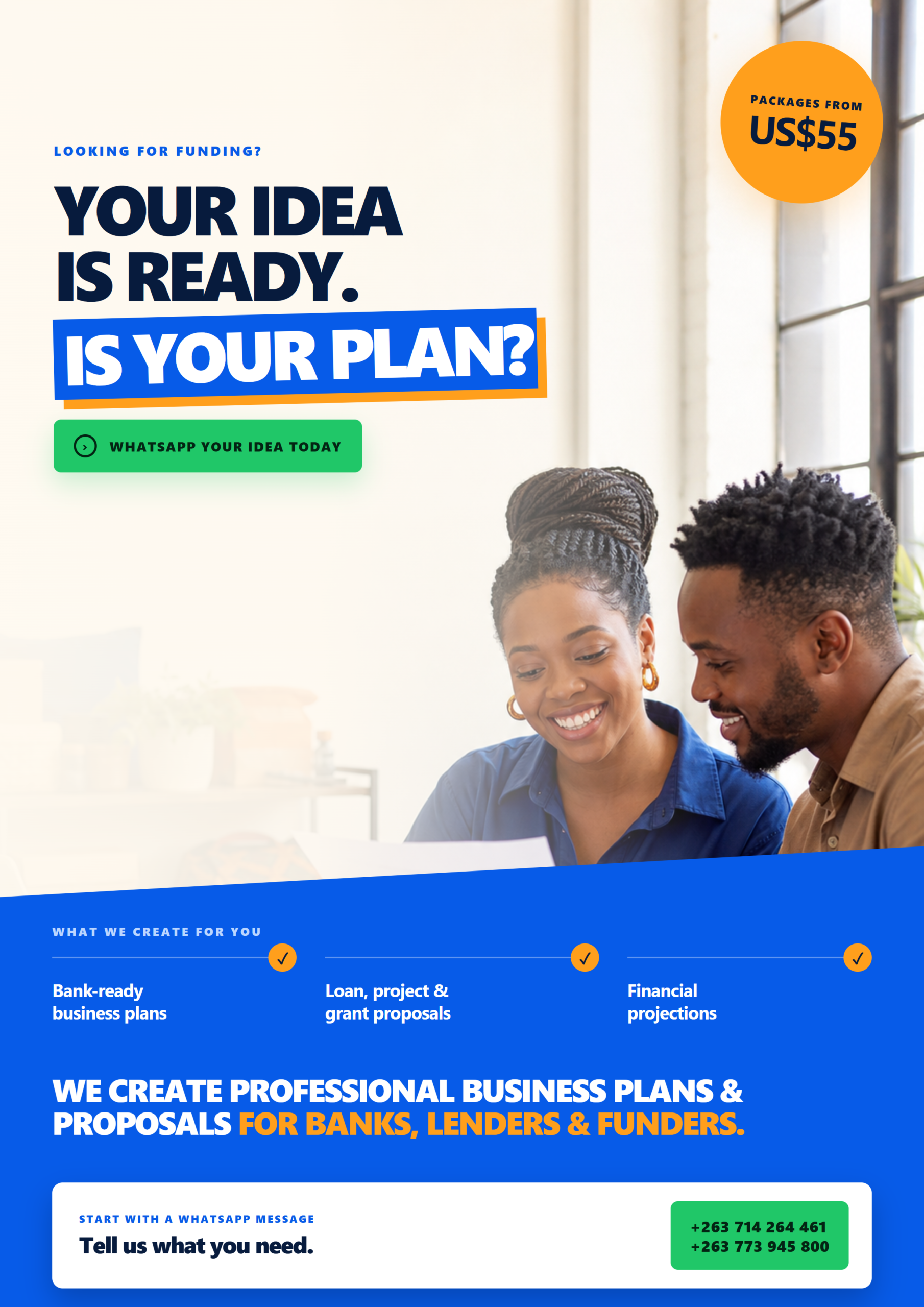 Bank-ready business plans, loan proposals and funding applications from US$55